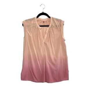 Rebecca Taylor Silk Ombre Sleeveless Blouse Women's Sz 2 Pink V-Neck Lightweight